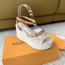 Load image into Gallery viewer, Louis Vuitton Helio's Wedge Sandals