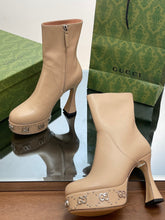 Load image into Gallery viewer, Gucci Platform Boots With GG Studs