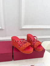 Load image into Gallery viewer, Valentino Rockstud Wedge Sandals