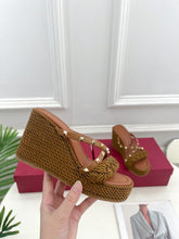 Load image into Gallery viewer, Valentino Rockstud Wedge Sandals