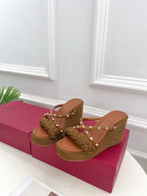 Load image into Gallery viewer, Valentino Rockstud Wedge Sandals