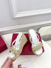Load image into Gallery viewer, Valentino Rockstud Wedge Sandals