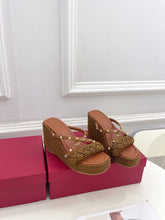 Load image into Gallery viewer, Valentino Rockstud Wedge Sandals