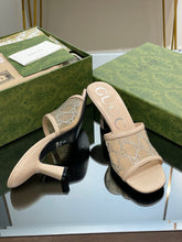 Load image into Gallery viewer, Gucci GG Mid Heel Sandals