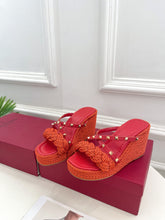 Load image into Gallery viewer, Valentino Rockstud Wedge Sandals