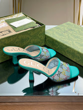 Load image into Gallery viewer, Gucci GG Mid Heel Sandals