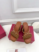 Load image into Gallery viewer, Valentino Rockstud Wedge Sandals