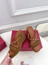Load image into Gallery viewer, Valentino Rockstud Wedge Sandals