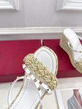 Load image into Gallery viewer, Valentino Rockstud Wedge Sandals