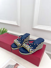 Load image into Gallery viewer, Valentino Rockstud Wedge Sandals