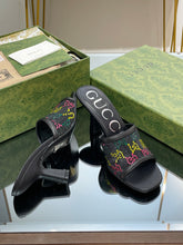 Load image into Gallery viewer, Gucci GG Mid Heel Sandals