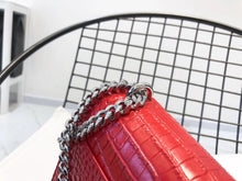 Load image into Gallery viewer, YSL Medium Sunset In Crocodile Embossed Shiny Leather Bag