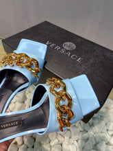 Load image into Gallery viewer, Versace Medusa Chain Mid Heel Nappa Leather Mule