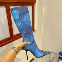Load image into Gallery viewer, Versace Denim Patchwork Boots