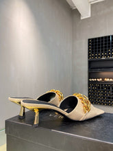 Load image into Gallery viewer, Versace Medusa Chain Mid Heel Nappa Leather Mule