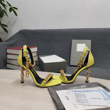 Load image into Gallery viewer, Tom Ford Mirror Leather Chain Heel Ankle Strap Sandal
