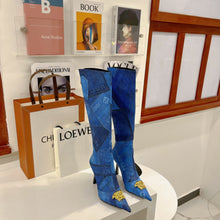 Load image into Gallery viewer, Versace Denim Patchwork Boots
