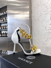 Load image into Gallery viewer, Versace Medusa Chain Nappa Leather Sandals