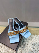 Load image into Gallery viewer, Versace Medusa Chain Mid Heel Nappa Leather Mule