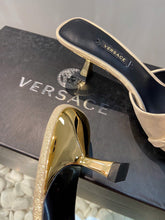 Load image into Gallery viewer, Versace Medusa Chain Mid Heel Nappa Leather Mule