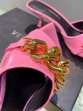 Load image into Gallery viewer, Versace Medusa Chain Mid Heel Nappa Leather Mule
