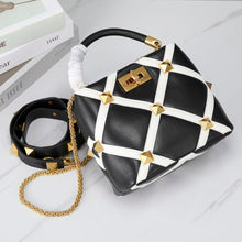 Load image into Gallery viewer, Valentino Garavani Small Roman Stud The Handle Bag In Nappa With Grid Detailing
