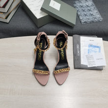 Load image into Gallery viewer, Tom Ford Mirror Leather Chain Heel Ankle Strap Sandal