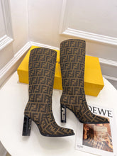 Load image into Gallery viewer, Fendi High-heeled FF Chenille Boots