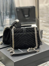 Load image into Gallery viewer, YSL College Medium Chain Bag In Light Suede With Fringes