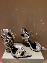 Load image into Gallery viewer, Tom Ford Mirror Leather And Crystal Stones Pointy Jewel Sandal