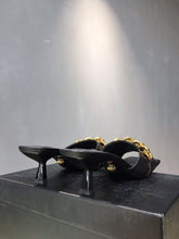 Load image into Gallery viewer, Versace Medusa Chain Mid Heel Nappa Leather Mule