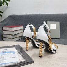 Load image into Gallery viewer, Tom Ford Mirror Leather Chain Heel Ankle Strap Sandal