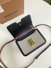 Load image into Gallery viewer, Burberry Small Tri Tone Canvas Leather TB Bag