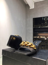 Load image into Gallery viewer, Versace Medusa Chain Mid Heel Nappa Leather Mule
