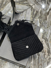 Load image into Gallery viewer, YSL College Medium Chain Bag In Light Suede With Fringes