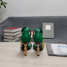 Load image into Gallery viewer, Tom Ford Mirror Leather Chain Heel Ankle Strap Sandal