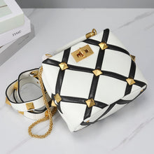 Load image into Gallery viewer, Valentino Garavani Small Roman Stud The Handle Bag In Nappa With Grid Detailing