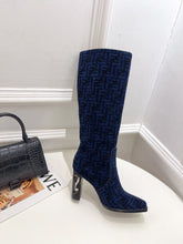 Load image into Gallery viewer, Fendi High-heeled FF Chenille Boots