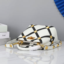 Load image into Gallery viewer, Valentino Garavani Small Roman Stud The Handle Bag In Nappa With Grid Detailing