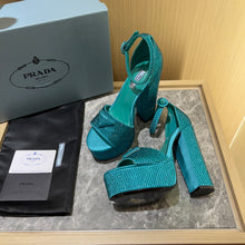 Load image into Gallery viewer, Prada Satin Platform With Crystals