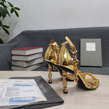 Load image into Gallery viewer, Tom Ford Mirror Leather Chain Heel Ankle Strap Sandal