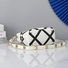 Load image into Gallery viewer, Valentino Garavani Small Roman Stud The Handle Bag In Nappa With Grid Detailing
