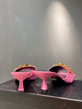 Load image into Gallery viewer, Versace Medusa Chain Mid Heel Nappa Leather Mule