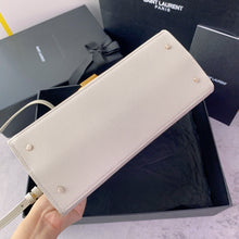 Load image into Gallery viewer, YSL Cassandra Medium Top Handle Bag in Grain Poudre Embossed Leather