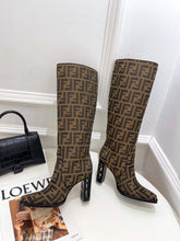 Load image into Gallery viewer, Fendi High-heeled FF Chenille Boots