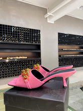 Load image into Gallery viewer, Versace Medusa Chain Mid Heel Nappa Leather Mule