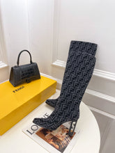 Load image into Gallery viewer, Fendi High-heeled FF Chenille Boots