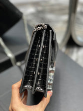 Load image into Gallery viewer, YSL Cassandra Medium Chain Bag In crocodile Embossed Shiny Leather