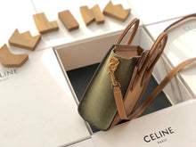 Load image into Gallery viewer, Celine MICRO LUGGAGE HANDBAG IN TEXTILE AND NATURAL CALFSKIN TAN/WHITE