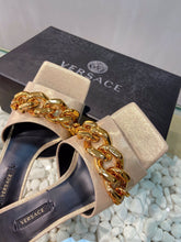 Load image into Gallery viewer, Versace Medusa Chain Mid Heel Nappa Leather Mule